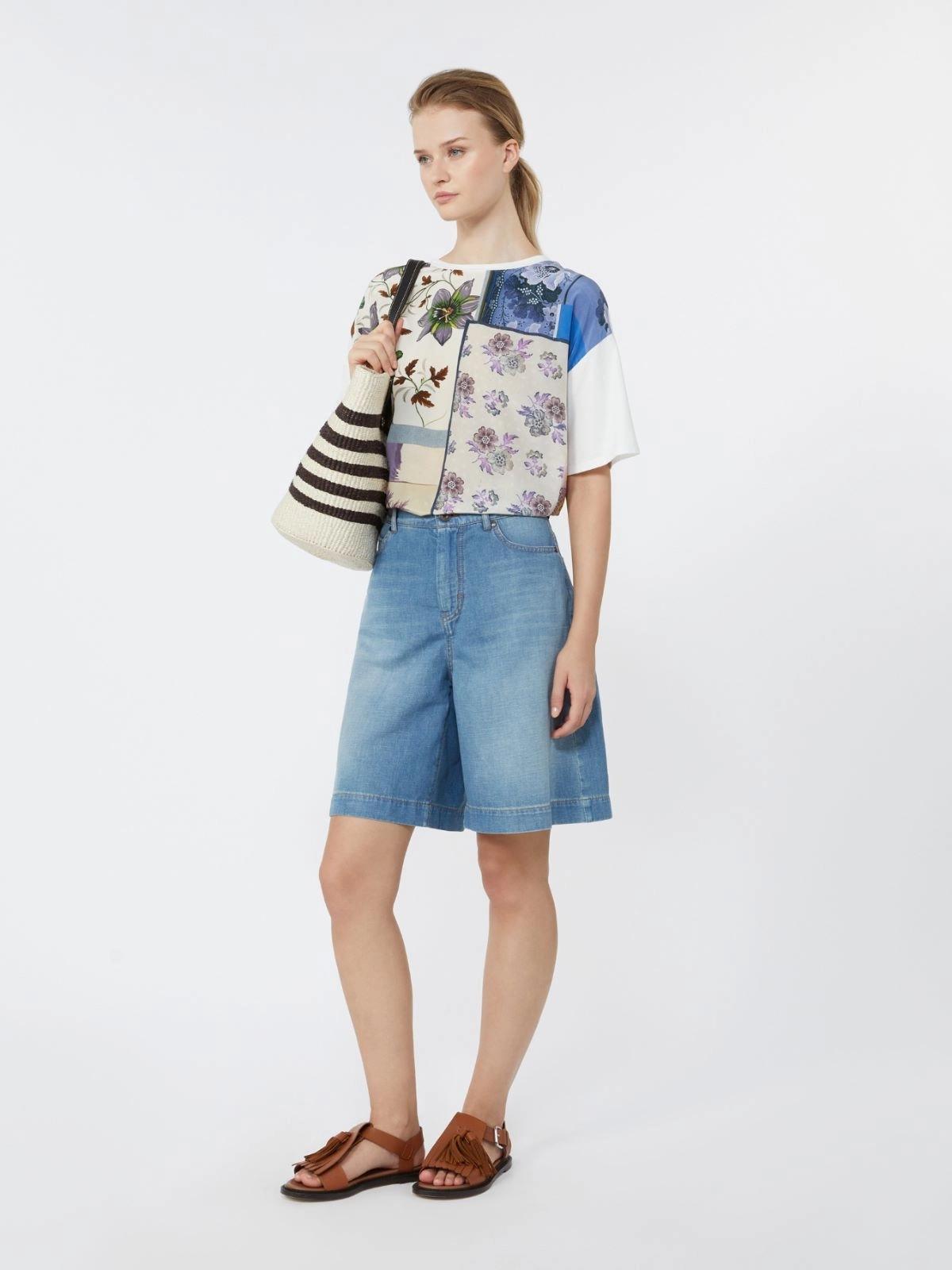 T-shirt in seta stampata e jersey di cotone stretch - MULTICOLOR<BR/> WKDPAMPAS 001 WEEKEND 