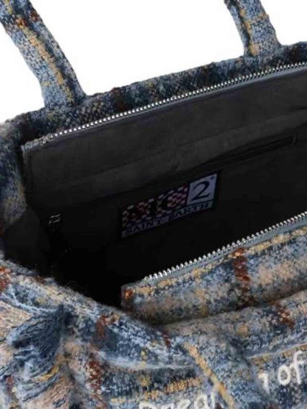 Borsa a mano Colette Tweed in misto lana check blu COL0036 03527I MC2 SAINT BARTH 