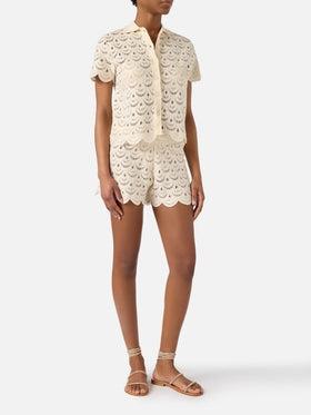 Shorts Meave in crochet con paillettes<BR/> MEA002 01719L MC2 SAINT BARTH 