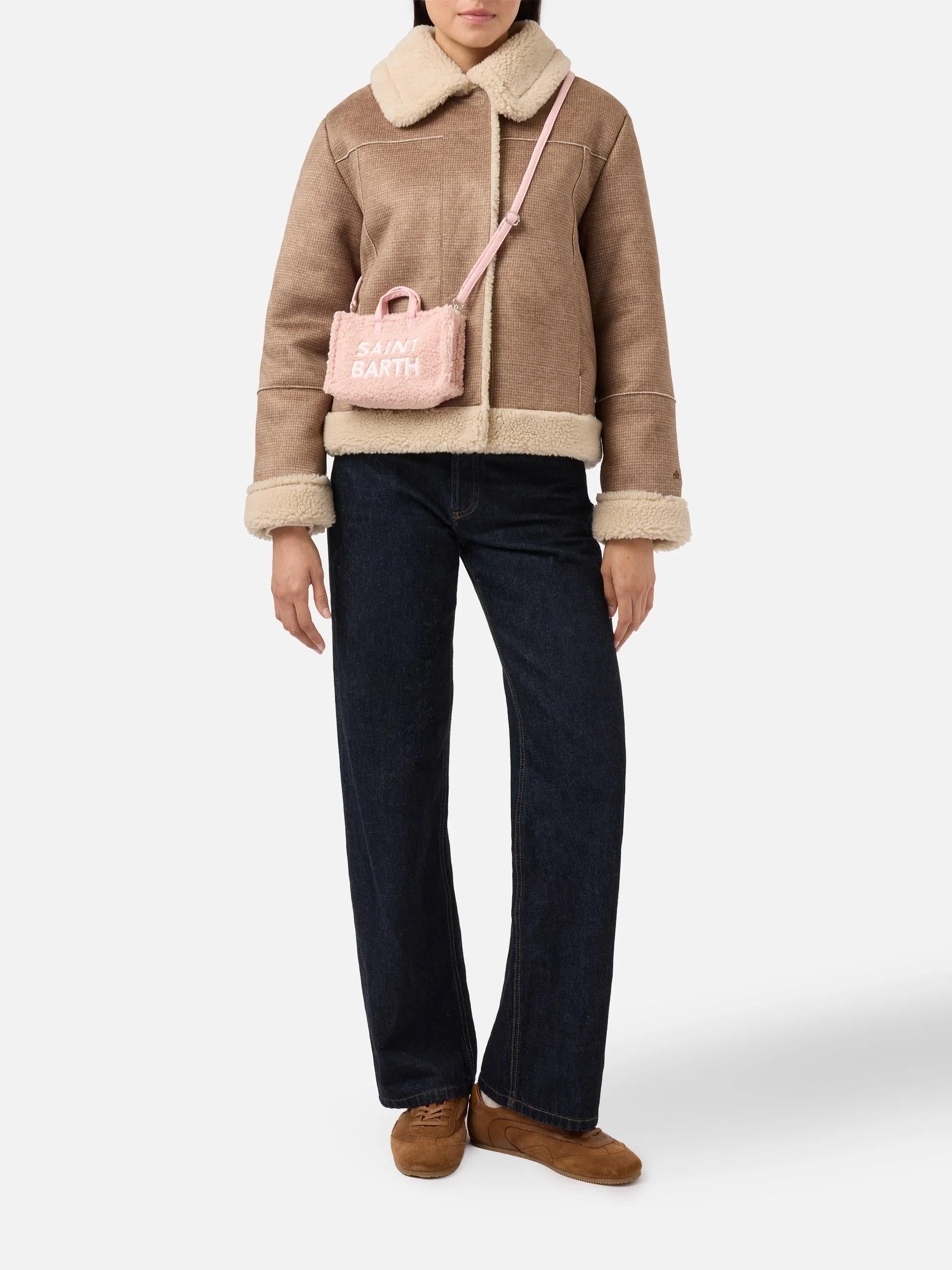 Mini borsa porta telefono Phone Bag Teddy in sherpa rosa<BR/> PHONE004 01494I MC2 SAINT BARTH 