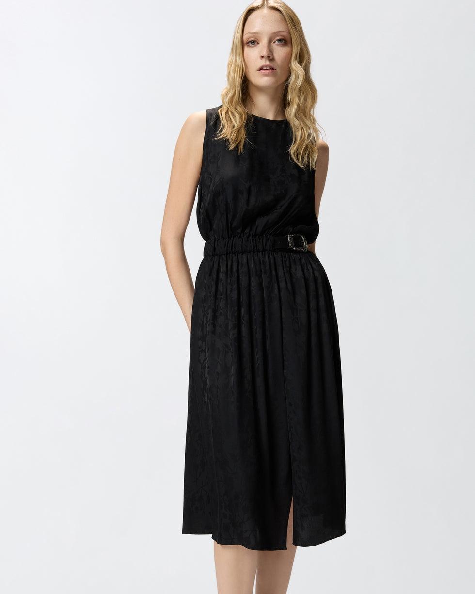 Abito midi smanicato in jacquard floreale con cintura<BR/> 106801A3AN Z99 PINKO 