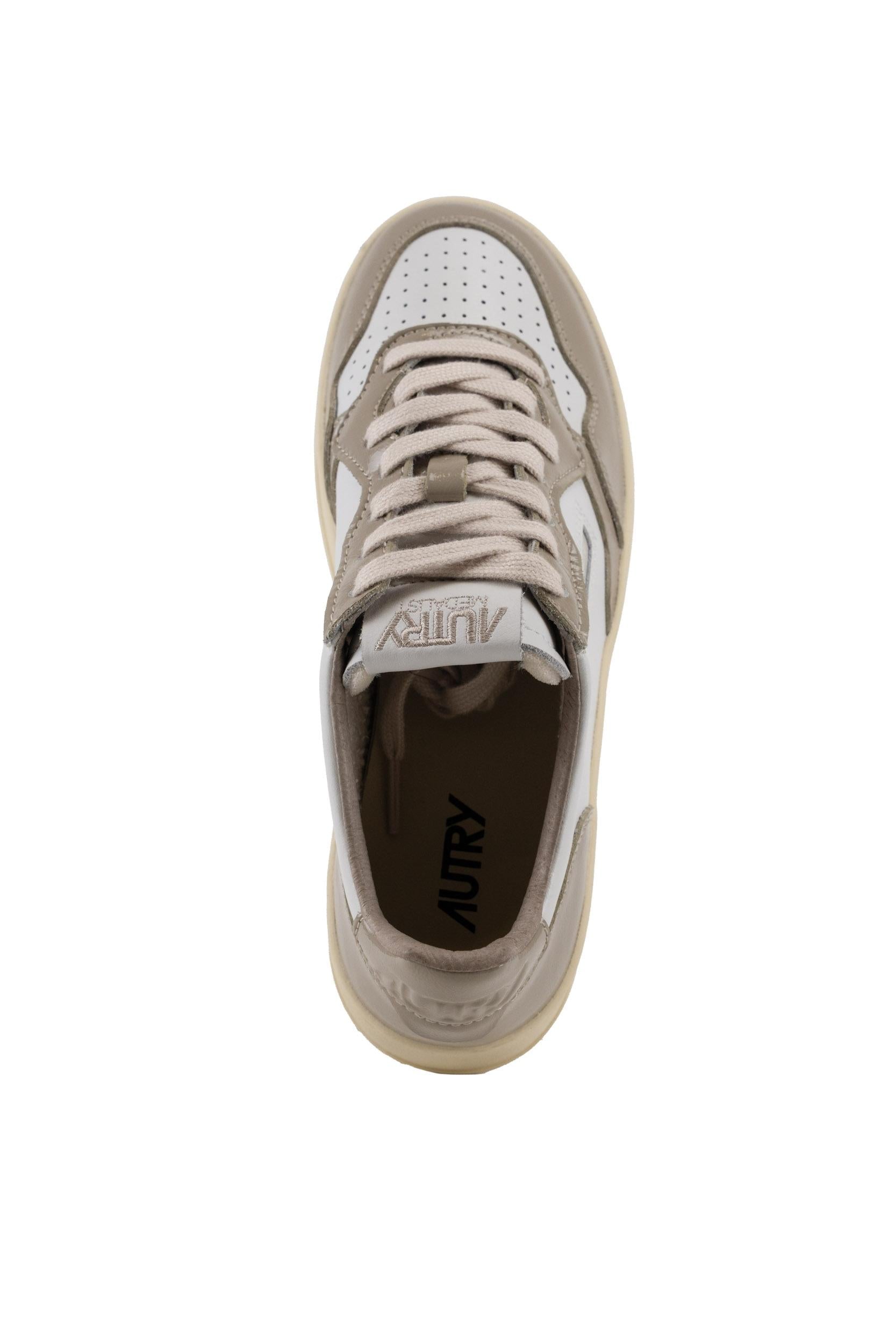 Sneakers Medalist Platform in pelle e vernice Bianco/Tortora PTLW RT05 AUTRY ACTION SHOES 
