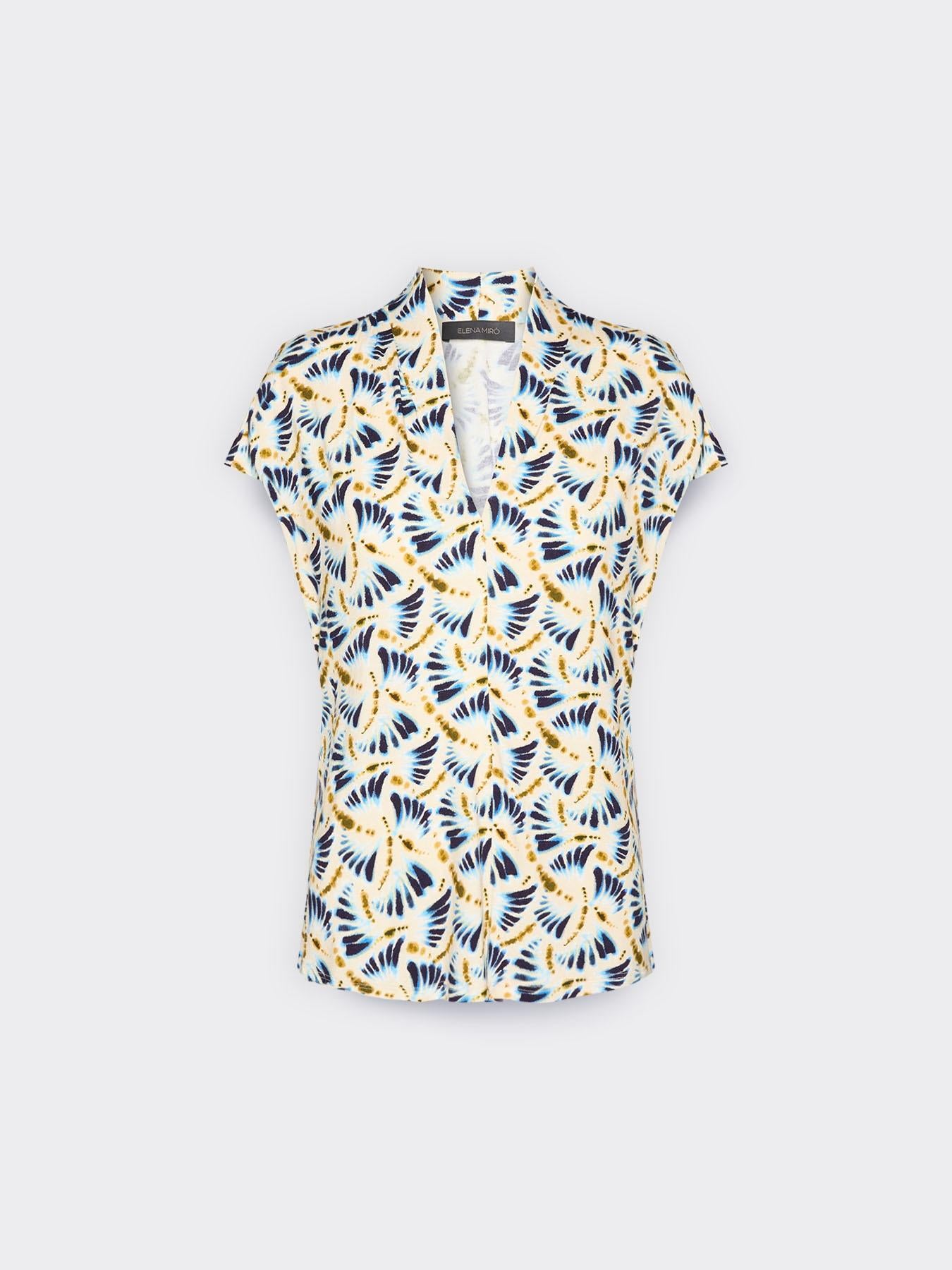 T-shirt stampata con scollo a V<BR/> G005Z000634N 01 ELENA MIRO 