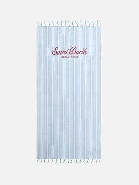 Telo mare Foutas Lighta righe azzurre e bianche con logo ricamato<BR/> FOUL002 00938L MC2 SAINT BARTH 