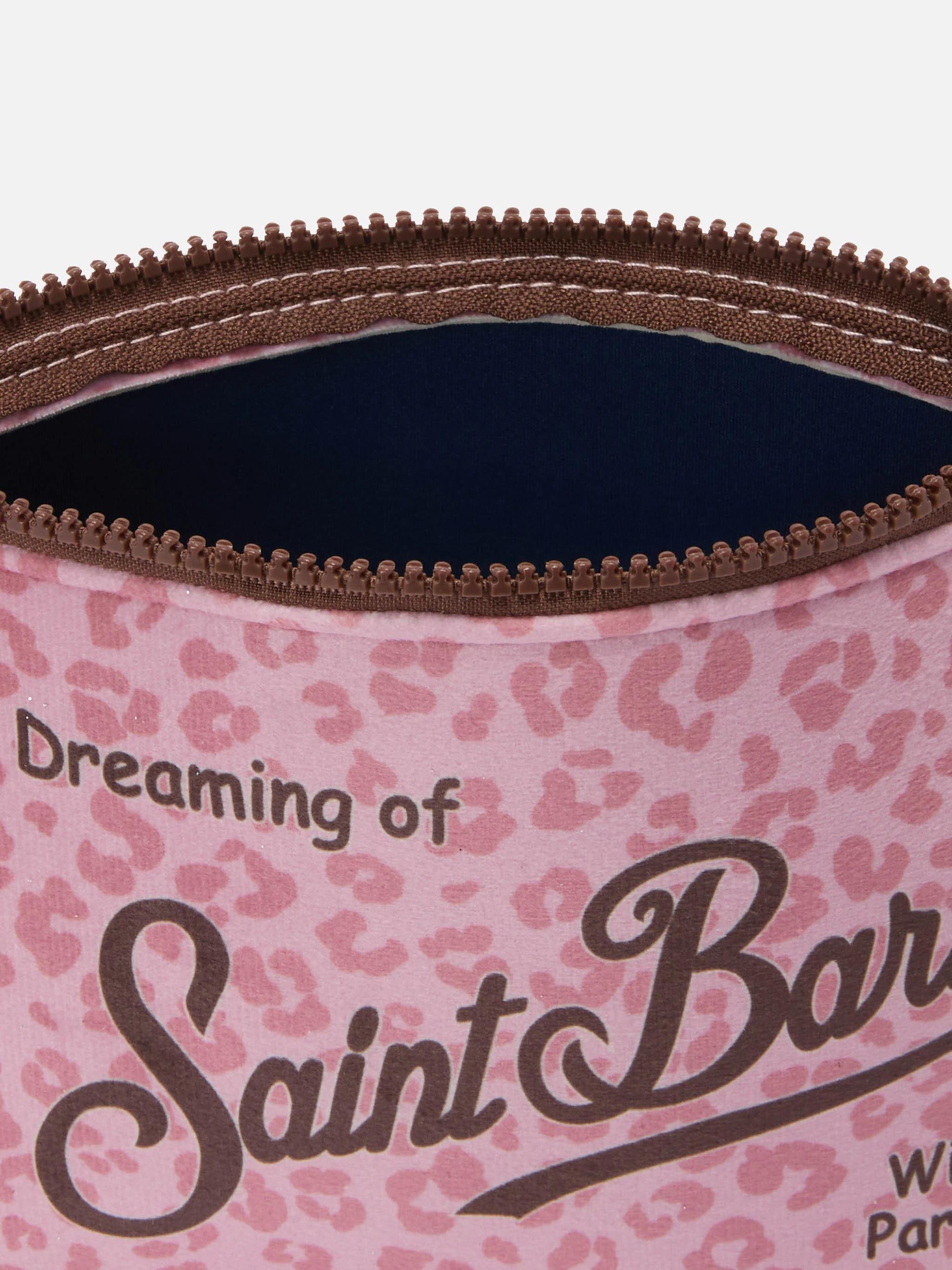 Pochette Aline effetto lana con stampa leopardata rosa ALI0002 01237I MC2 SAINT BARTH 