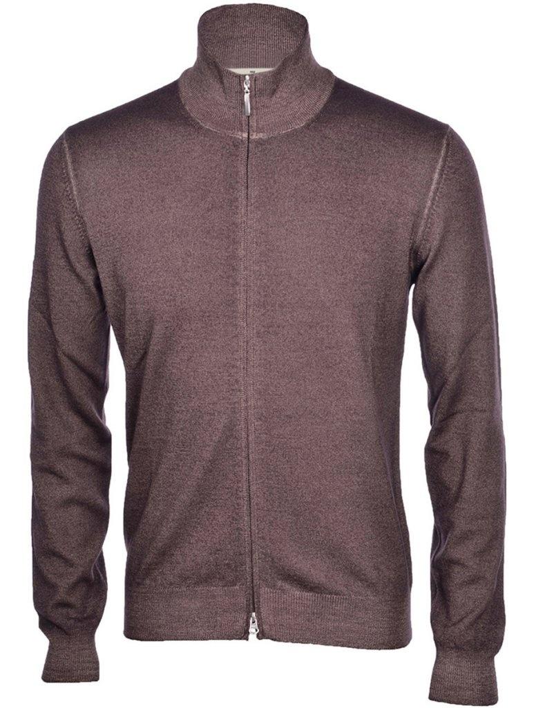 Men's pure wool cardigan with zip