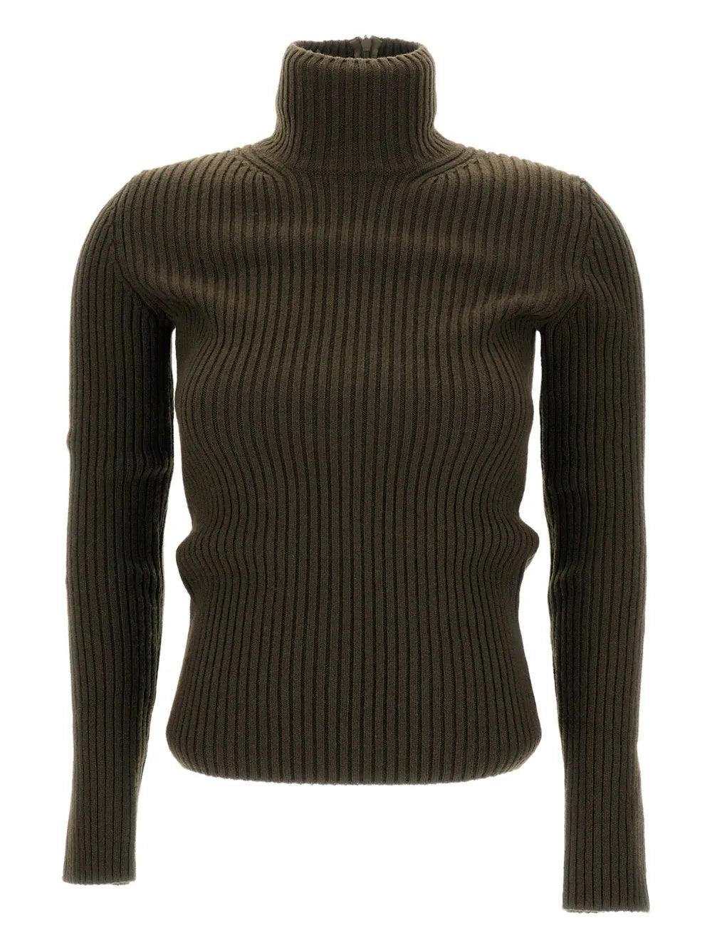 Dolcevita in lana e cachemire a coste - muschio<BR/> ARAL1234 006 MAX MARA 