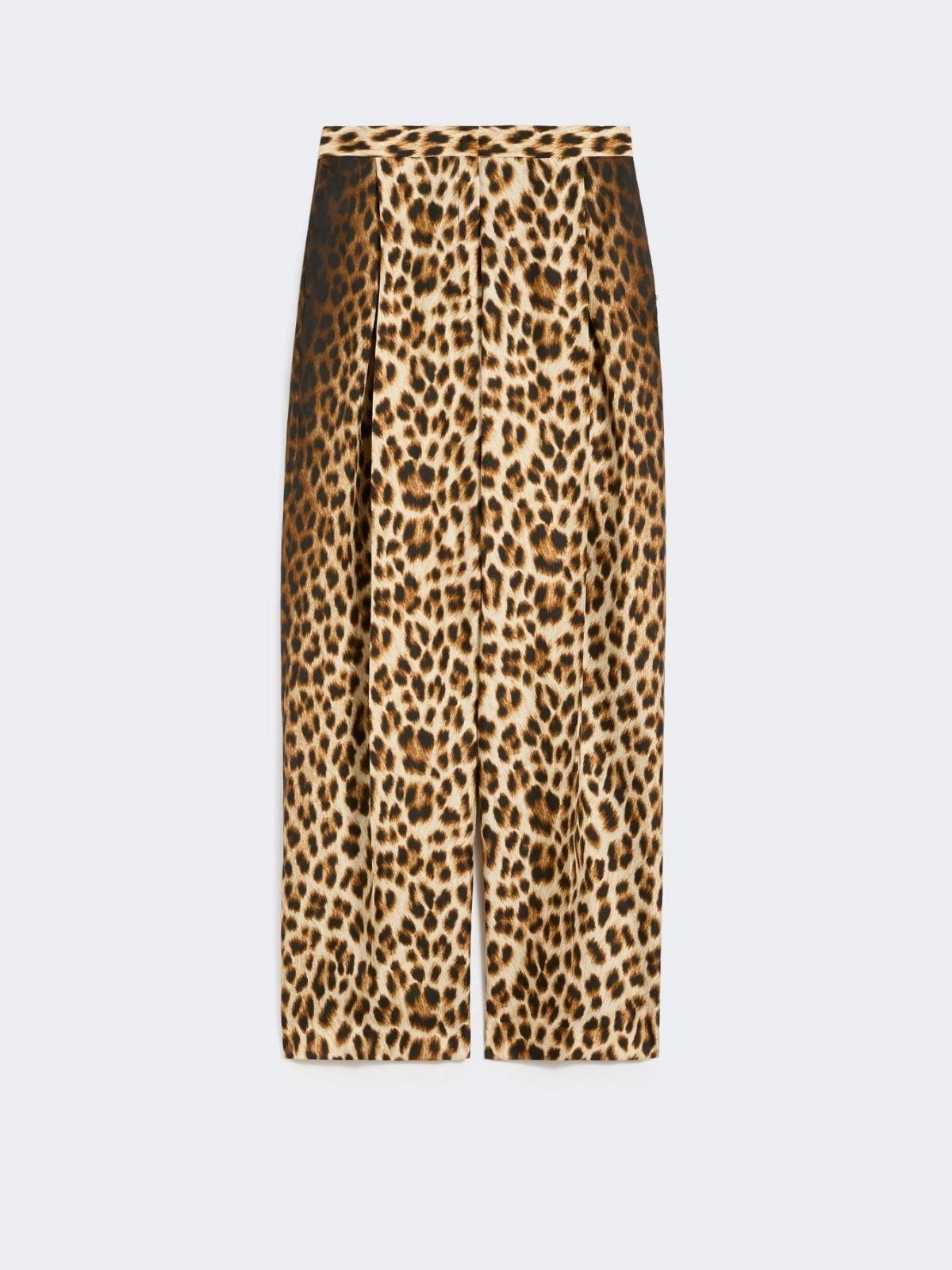Pantalone in pura seta animalier - Cammello<BR/> SPXOBLO 001 SPORTMAX 