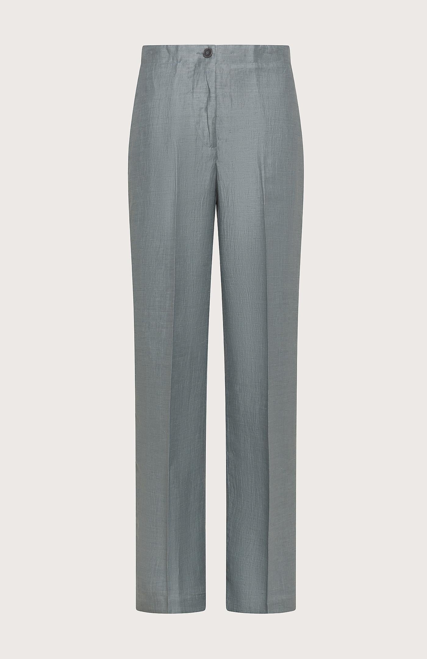 Pantalone donna  in misto lino fiammato crinkle
