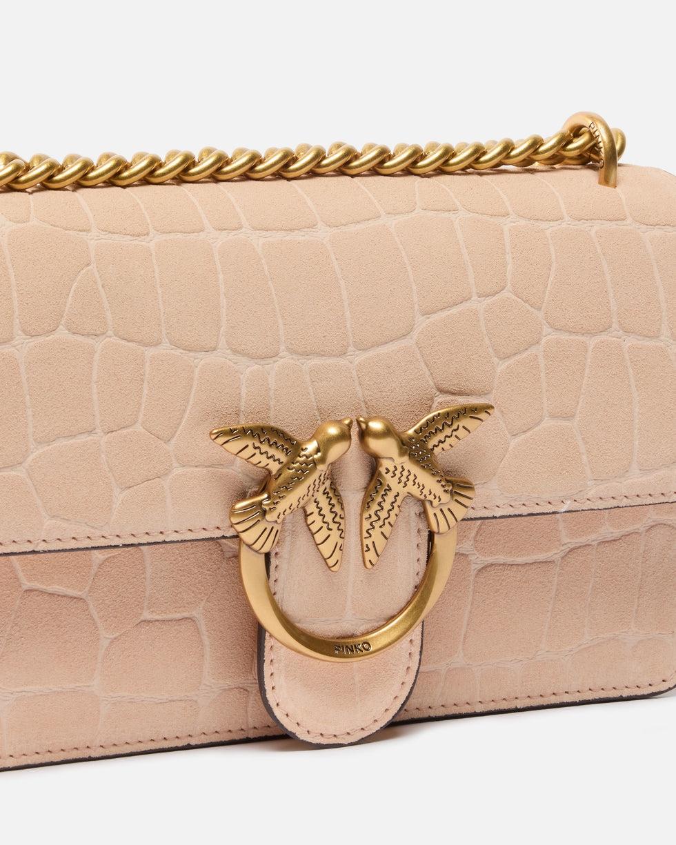 Borsa a tracolla piccola Mini Love Bag One in pelle stampa coccodrillo<BR/> 100074A2YW A28Q PINKO 