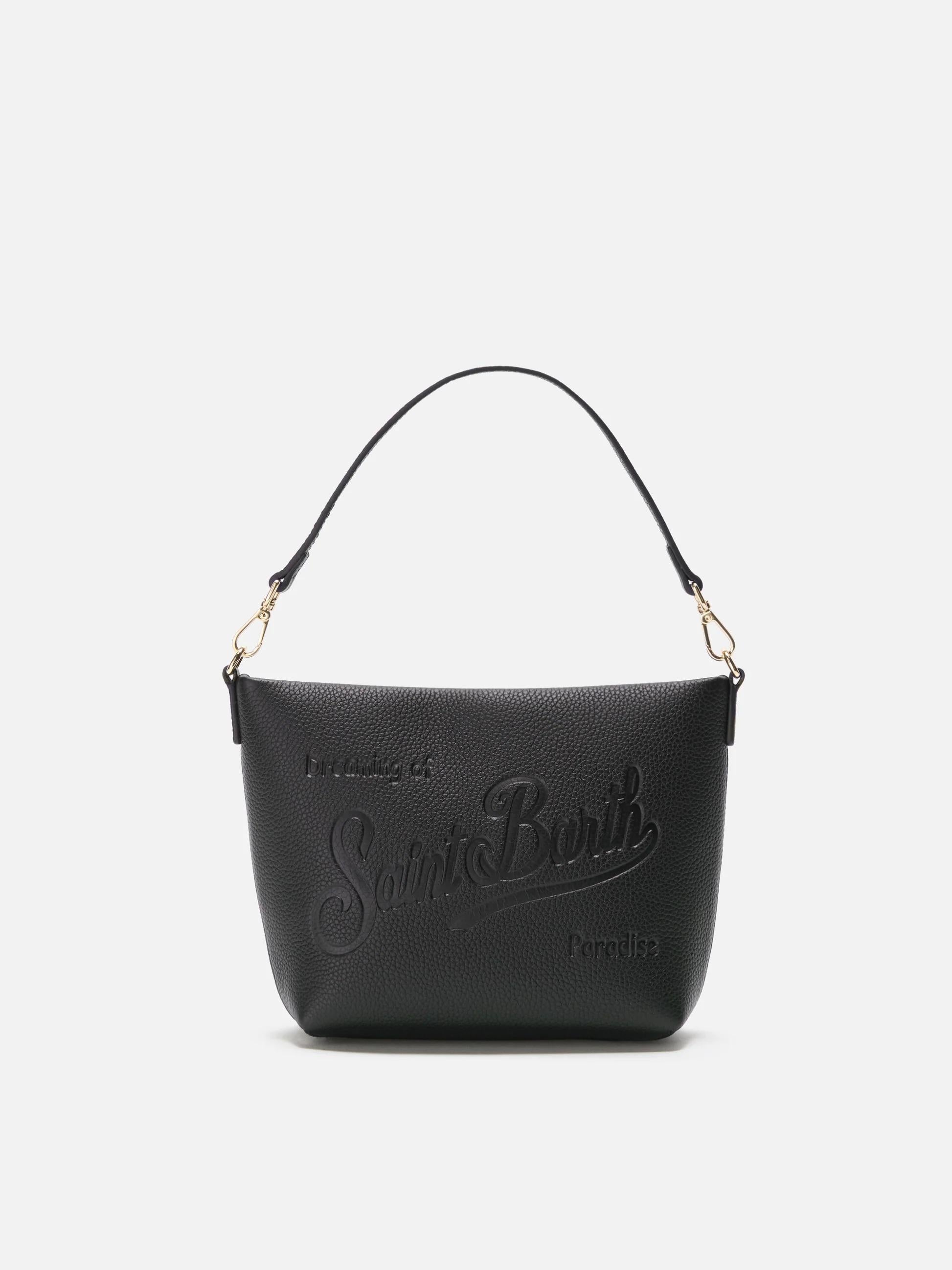 Borsa a spalla Aline Bag in pelle martellata nera ALI0034 00748I MC2 SAINT BARTH 