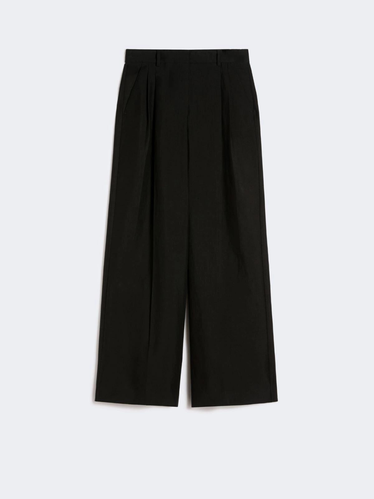 Pantalone wide leg in viscosa e lino - NERO<BR/> WKDVELIERO 003 WEEKEND 