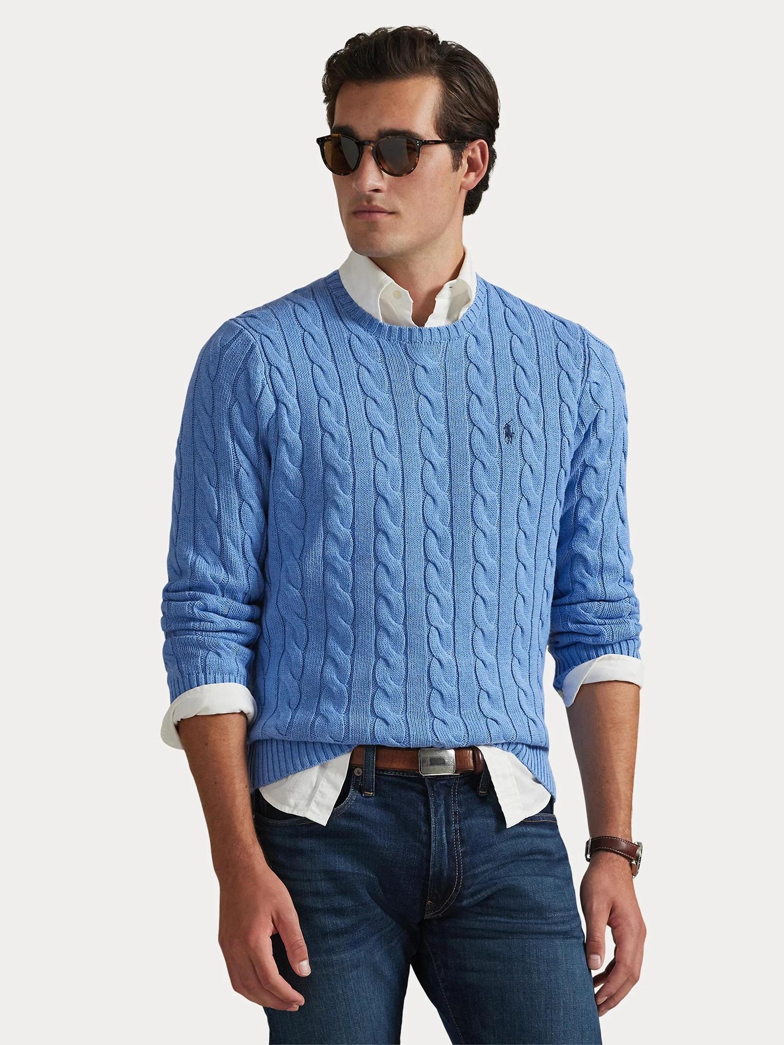 Maglia uomo in cotone motivo a trecce 710775885 006 RALPH LAUREN 