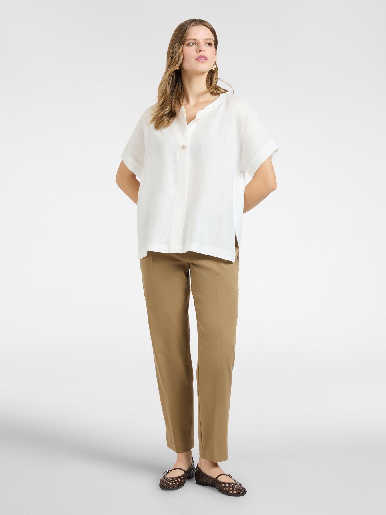 Pantaloni dritti in raso stretch<BR/> P010P000498N 22 ELENA MIRO 