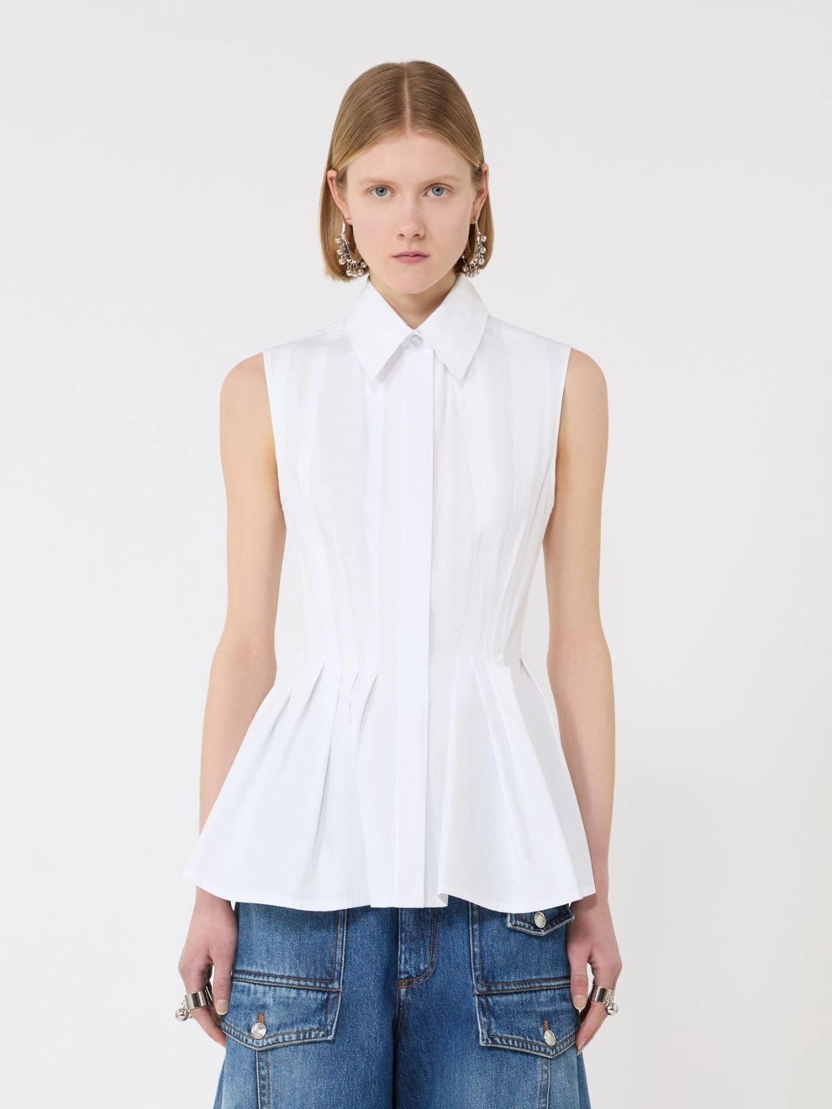 Camicia smanicata in tela pesante di cotone - Bianco ottico<BR/> SPXCERTOSA 001 SPORTMAX 