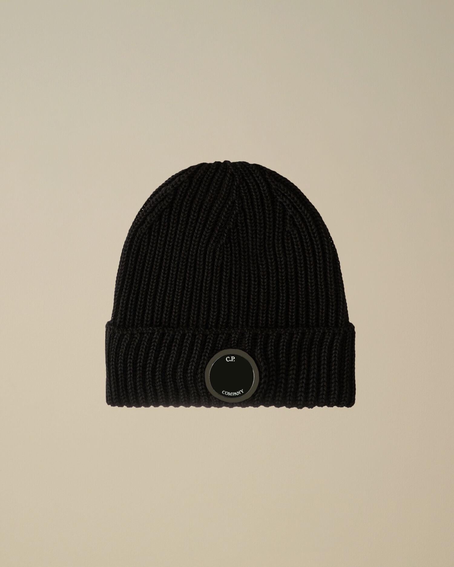 Extrafine Merino Wool Lens Beanie<BR/> CMAC739A 999 C.P. COMPANY 