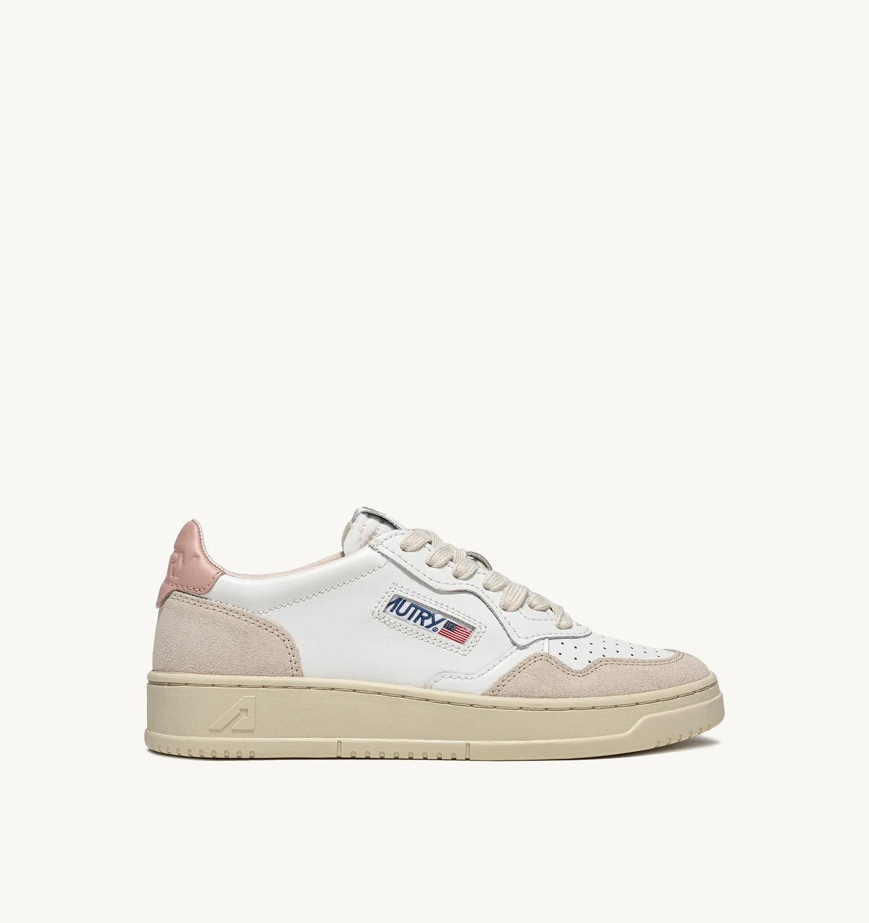SNEAKERS MEDALIST LOW IN PELLE BIANCA E POWDER E SUEDE BEIGE AULW LS37 AUTRY ACTION SHOES 