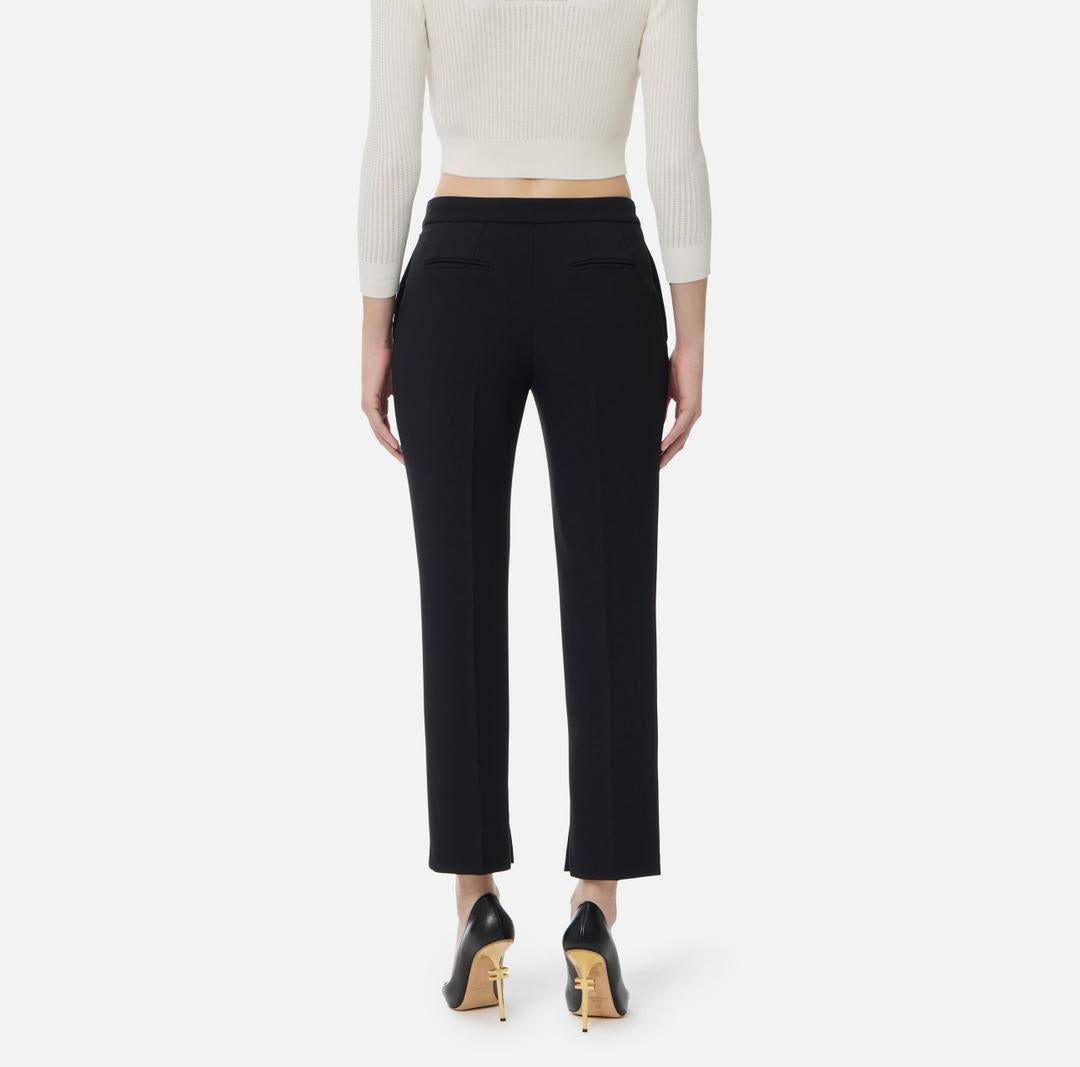 Pantaloni in crêpe leggero con logo charm PA16661E2 110 ELISABETTA FRANCHI 