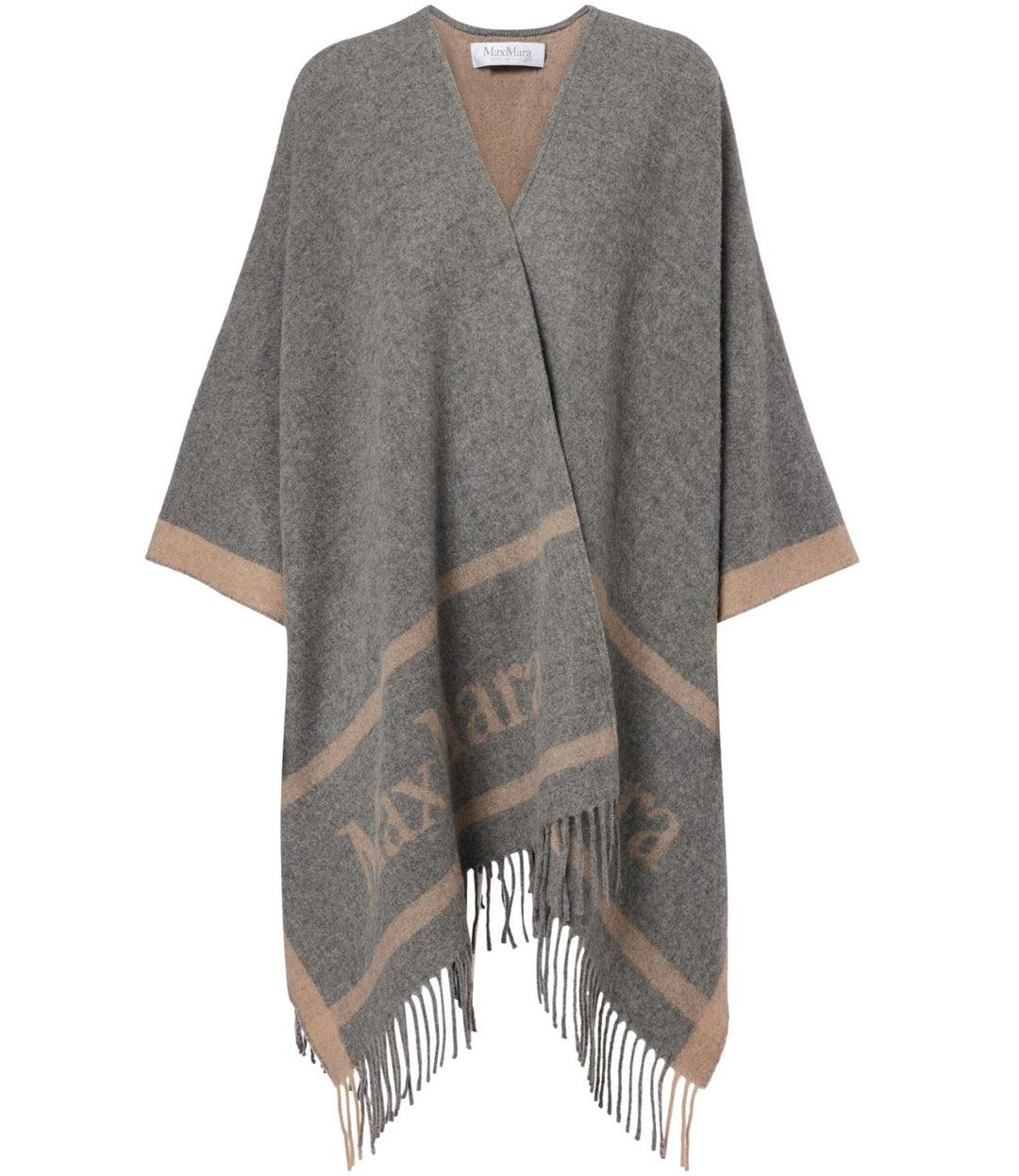 Poncho in lana tinto filo con logo jacquard HILDESTD 003 MAX MARA STUDIO 