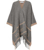 Poncho in lana tinto filo con logo jacquard