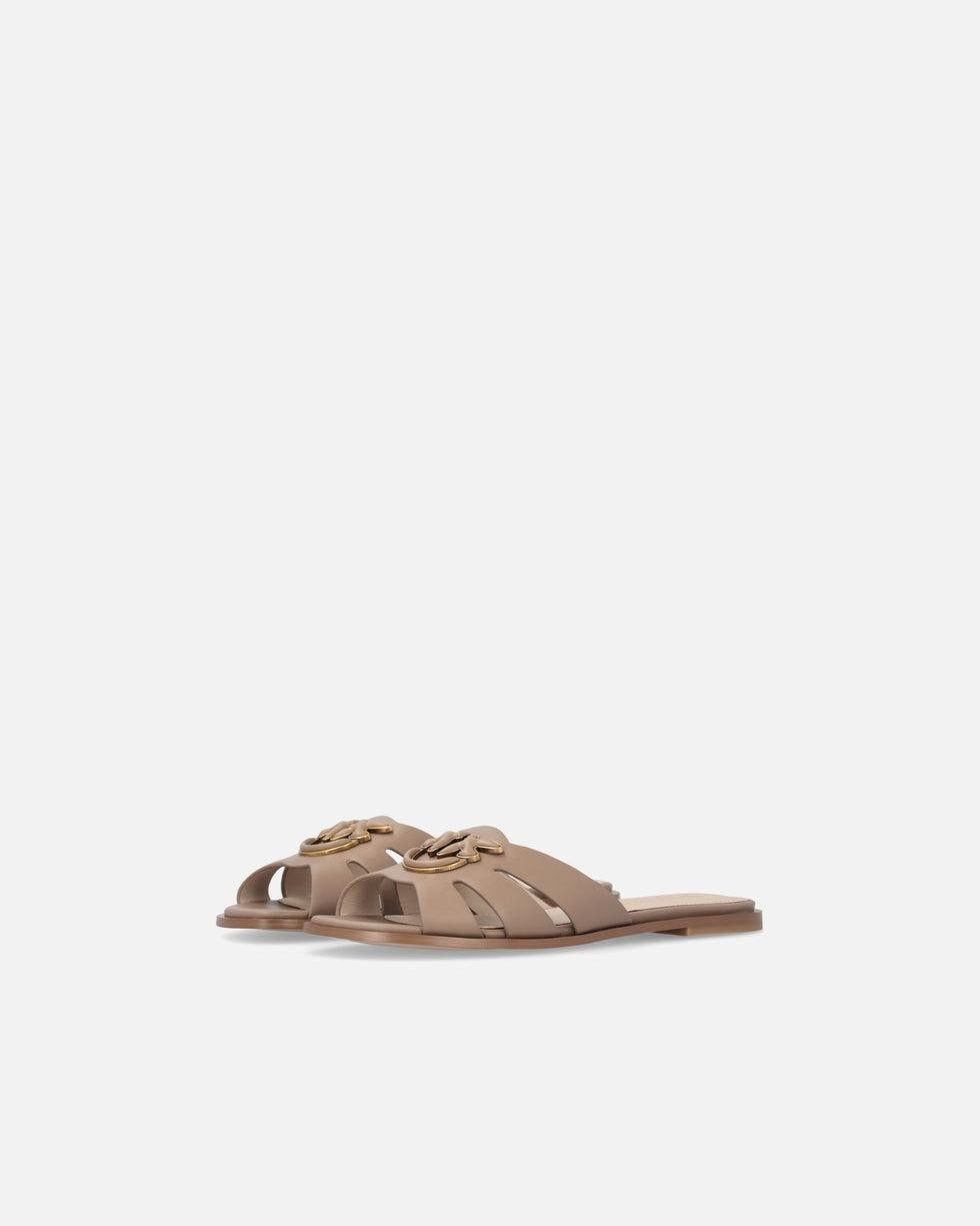 Ciabattine in pelle con logo Love Birds<BR/> SD0463P001 L15 PINKO 