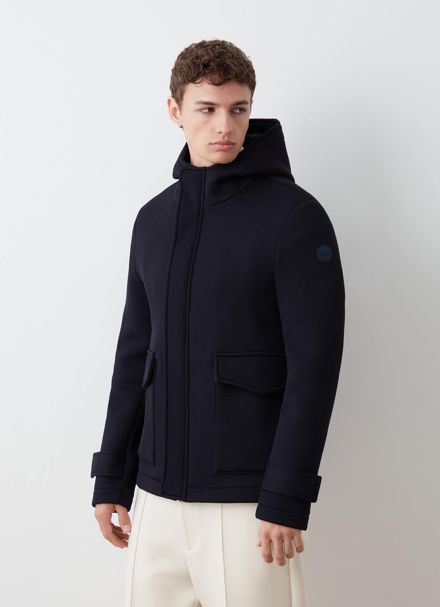 Men's jacket in technical fabric with honeycomb effect