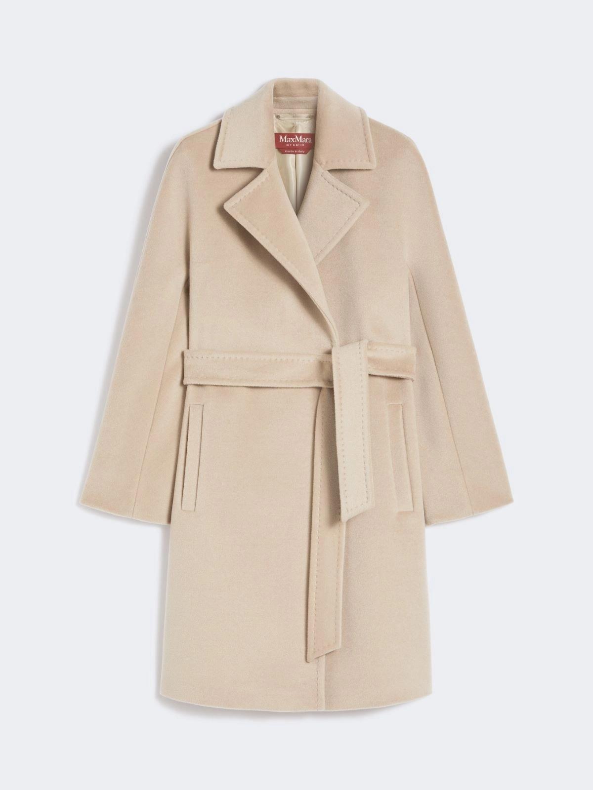Cappotto a vestaglia in beaver di lana - Beige<BR/> SCIRE 020 MAX MARA STUDIO 
