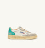SNEAKERS MEDALIST LOW SUPER VINTAGE IN PELLE SPAZZOLATA COLORE SILVER E AQUA