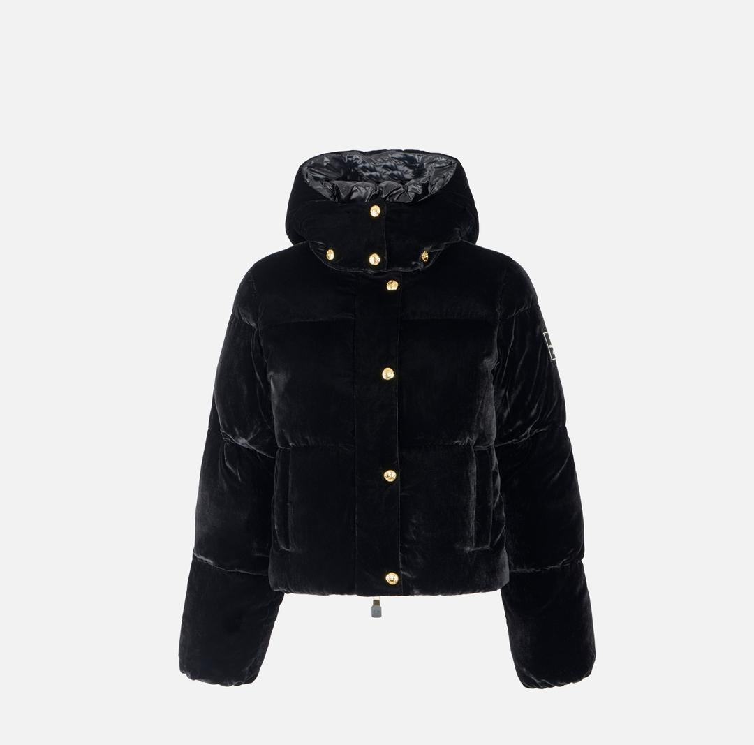 Piumino in velluto con cappuccio<BR/> PI82D56E2 110 ELISABETTA FRANCHI 