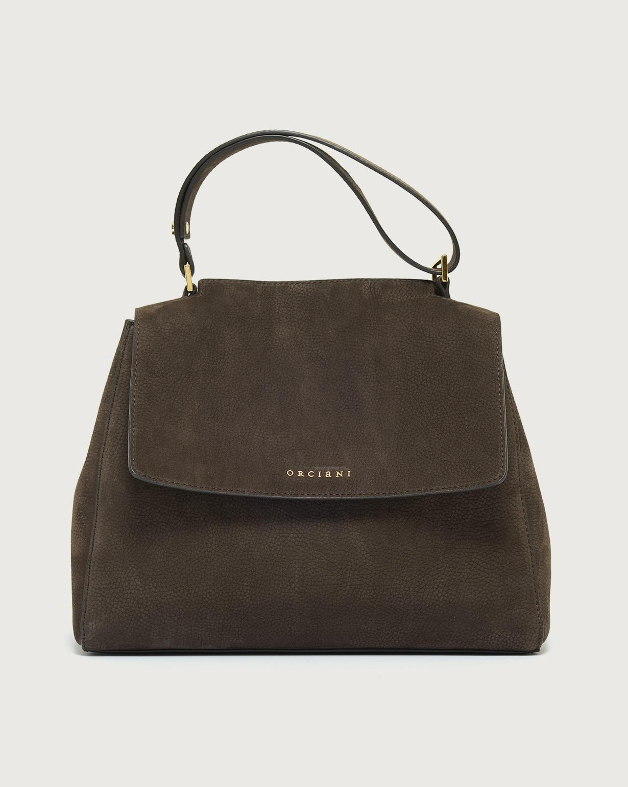 Borsa Sveva Nabucco Media a spalla in pelle nabuk con tracolla<BR/> BT2006NBU MORO ORCIANI 