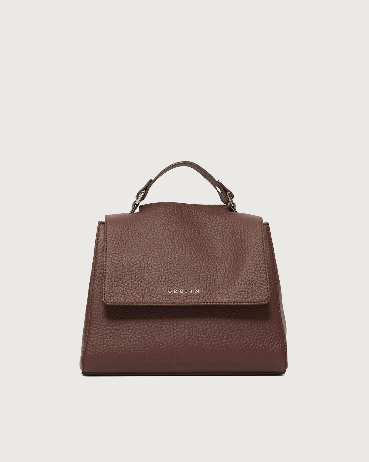 Borsa Sveva Soft Piccola a mano in pelle con tracolla<BR/> B01999SOF CAFFE ORCIANI 