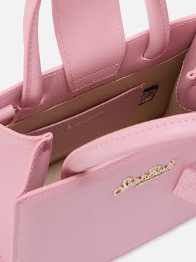 Borsa Shop mini strutturata in pelle liscia rosa con targhetta metallica<BR/> SHBM0002 00011L MC2 SAINT BARTH 