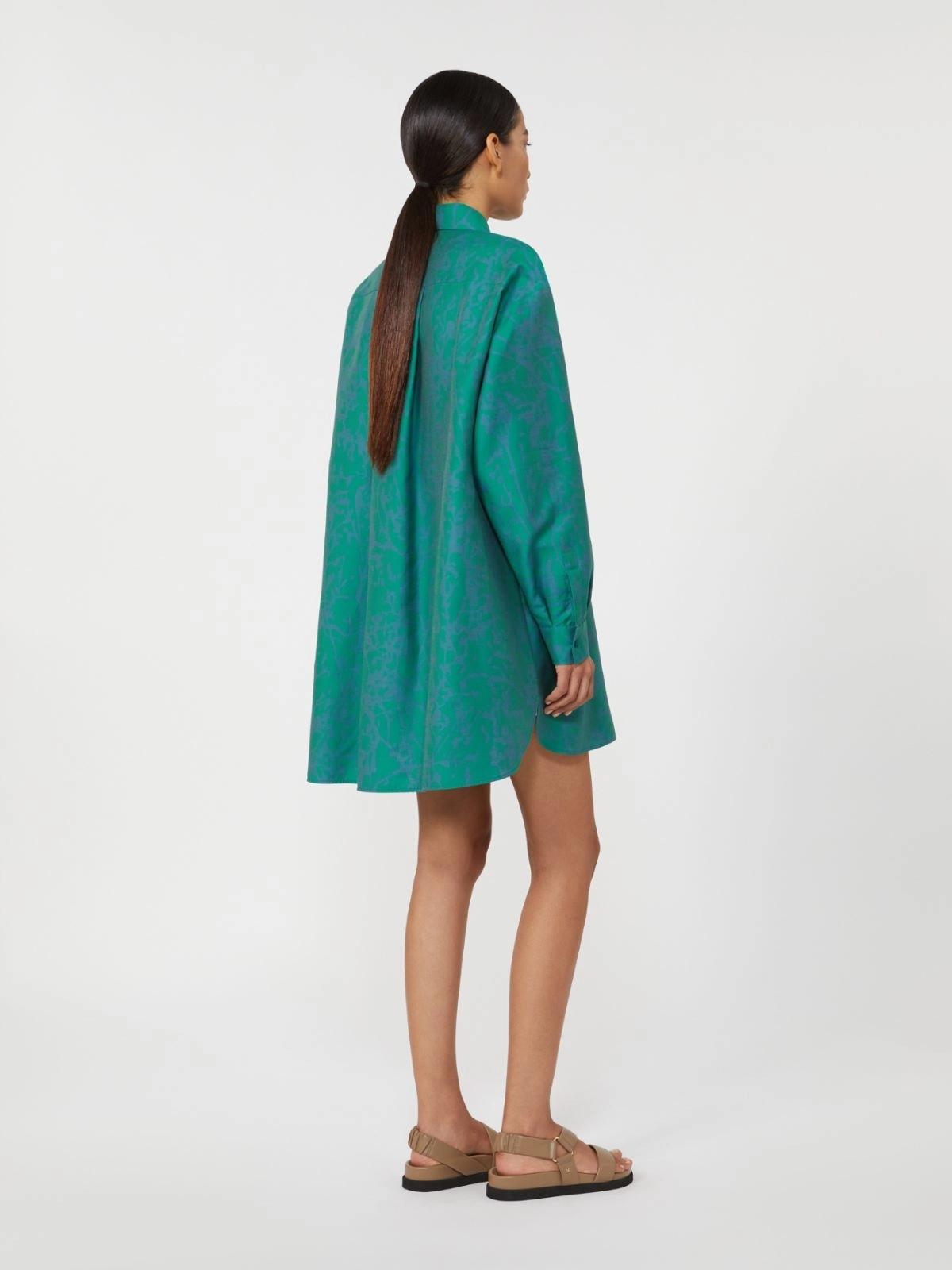 Abito a camicia in cotone e seta stampata - Verde<BR/> MXMBIRD 002 MAX MARA 