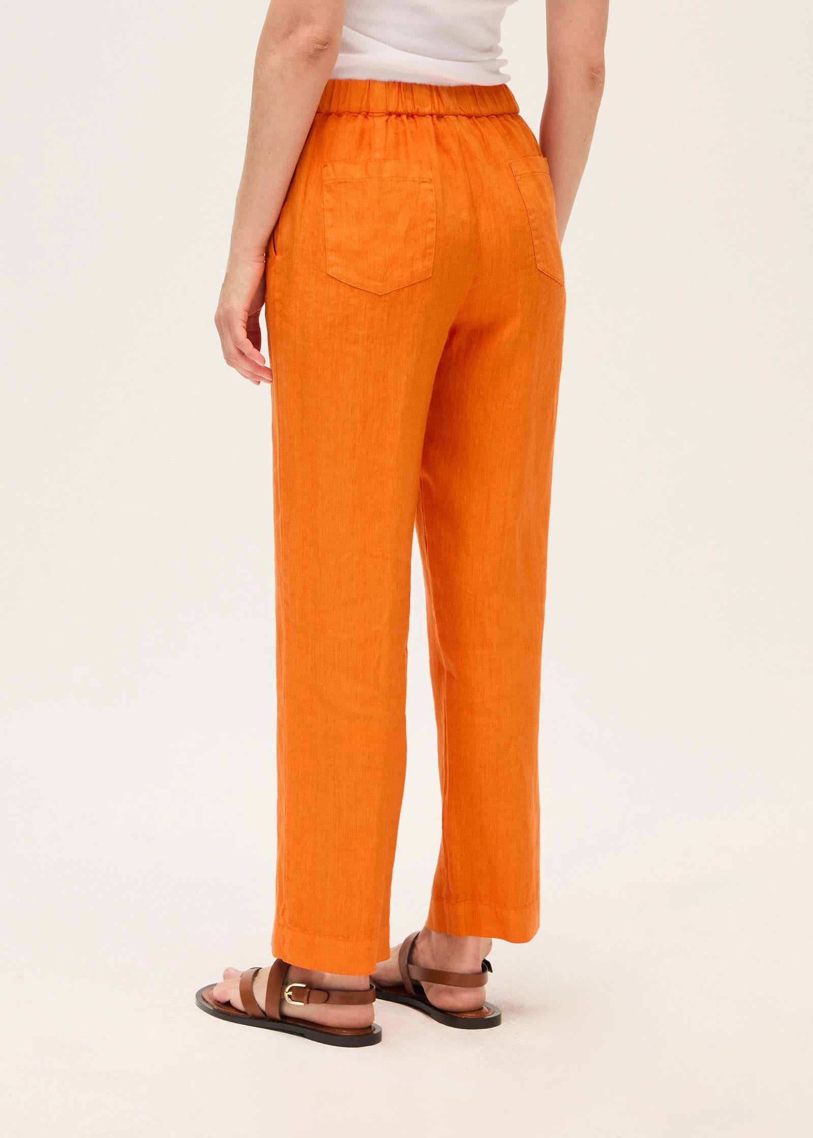 Pantalone dritto in lino N1775PA 8000/777 ROSSO 35 