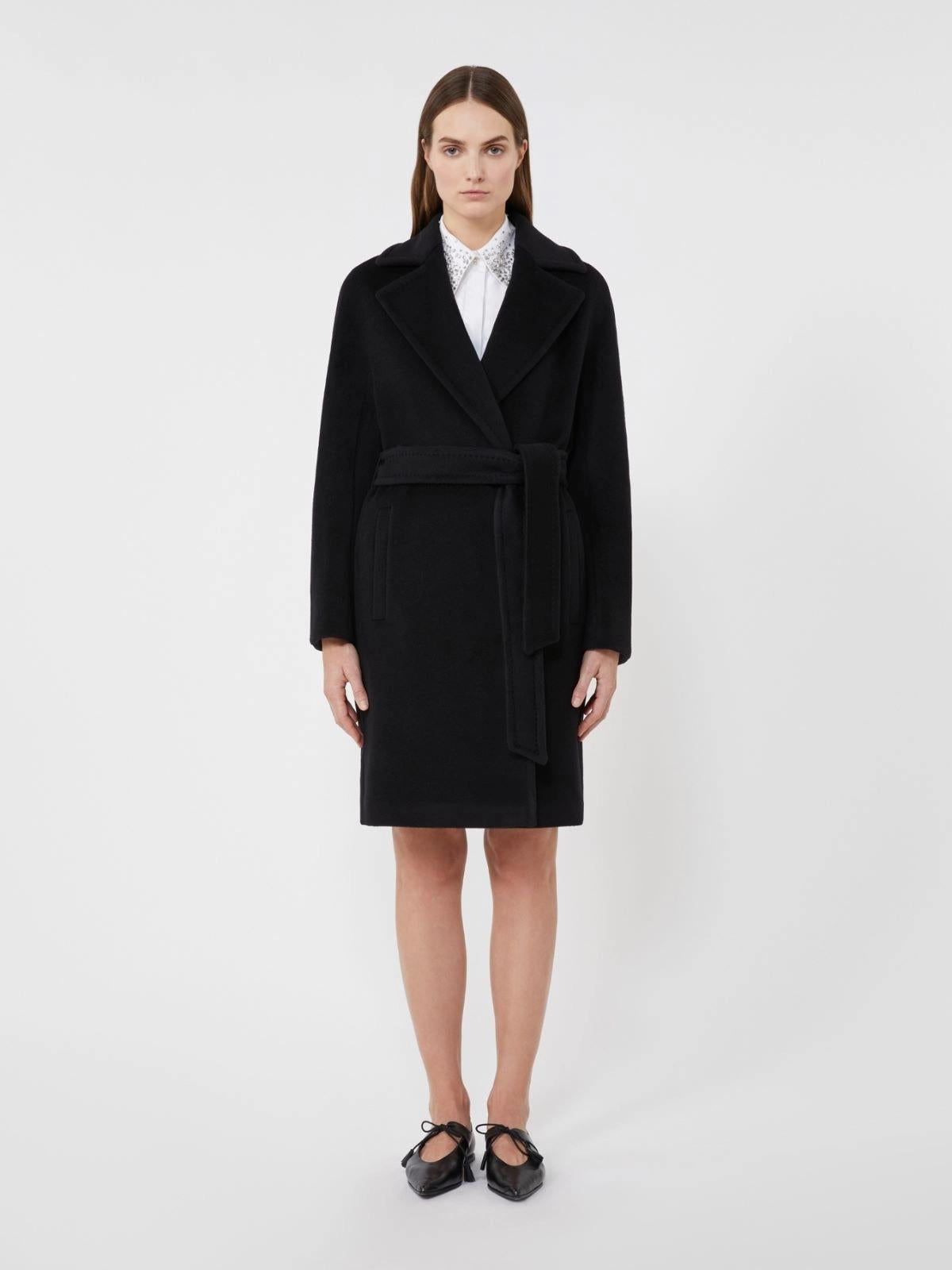 Cappotto a vestaglia in beaver di lana - Nero<BR/> SCIRE 005 MAX MARA STUDIO 