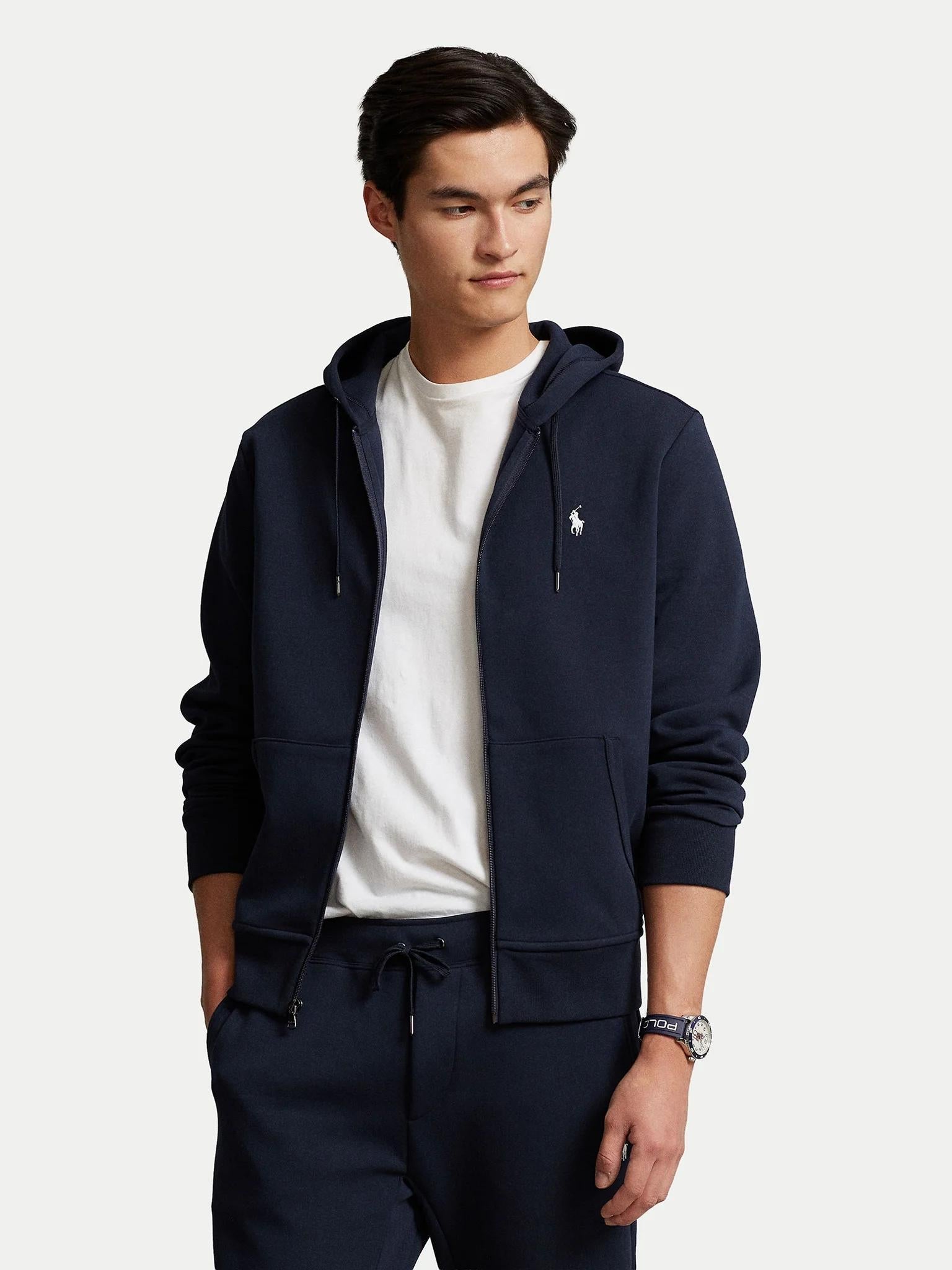 Felpa uomo in misto cotone con cappuccio e zip 710888282 002 RALPH LAUREN 