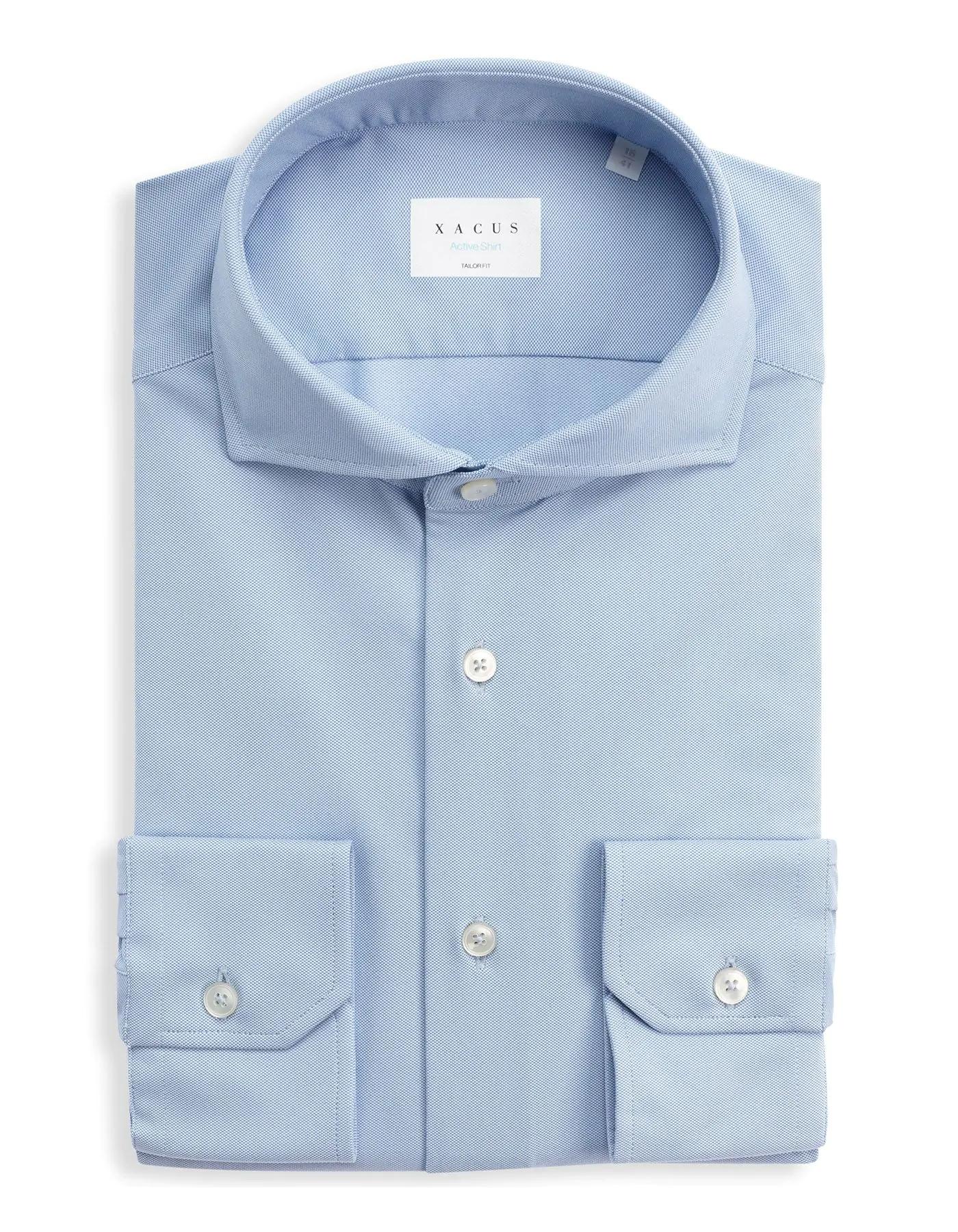 Camicia Collo francese Tinta Unita Armaturato Celeste scuro