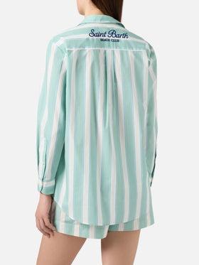 Camicia Brigitte in cotone a righe verdi con ricamo Sport Club BRIG001 00521L MC2 SAINT BARTH 
