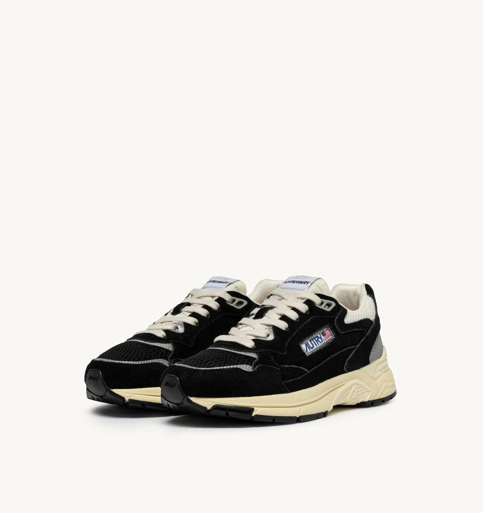 SNEAKERS HYPERWAY IN MESH E SUEDE NERO E ARGENTO<BR/> HYLM UM23 AUTRY ACTION SHOES 