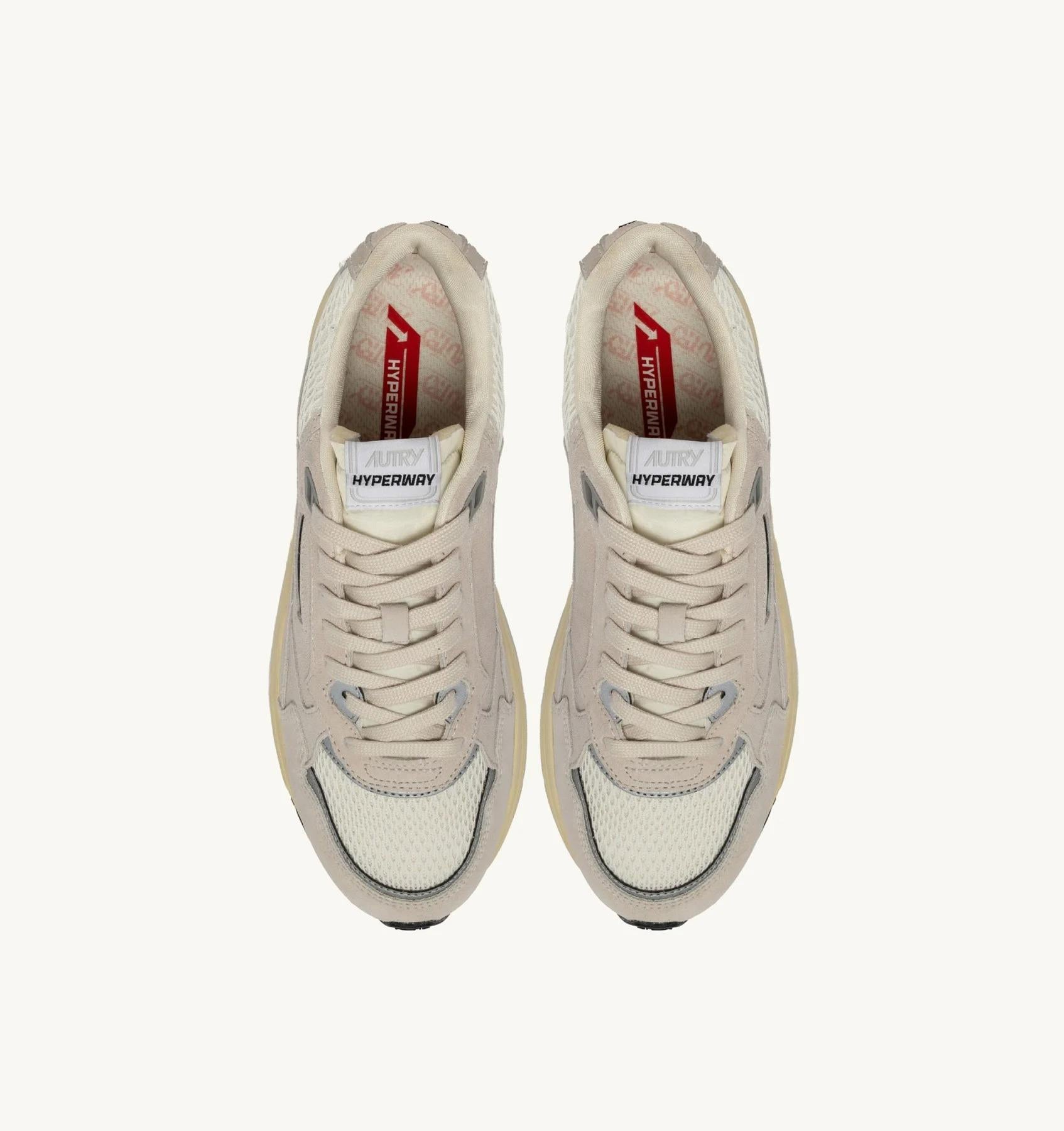 SNEAKERS HYPERWAY IN MESH E SUEDE BIANCO E ARGENTO<BR/> HYLW UM18 AUTRY ACTION SHOES 