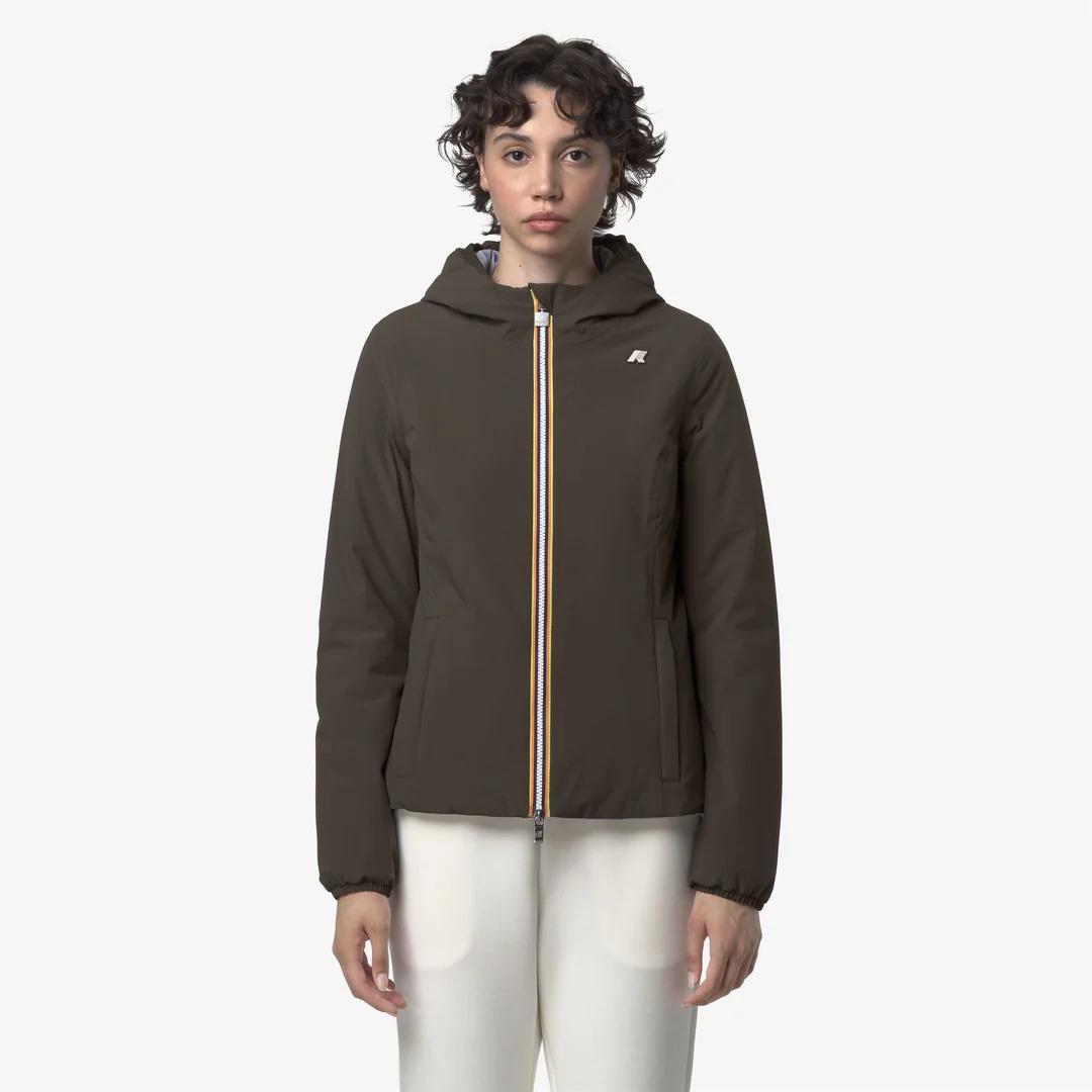 LILY ST WARM REVERSIBLE<BR/>BLACK OLIVE-VIOLET LAVENDER<BR/>Giacca corta reversibile isolante da donna K6128TW B3Q K-WAY 
