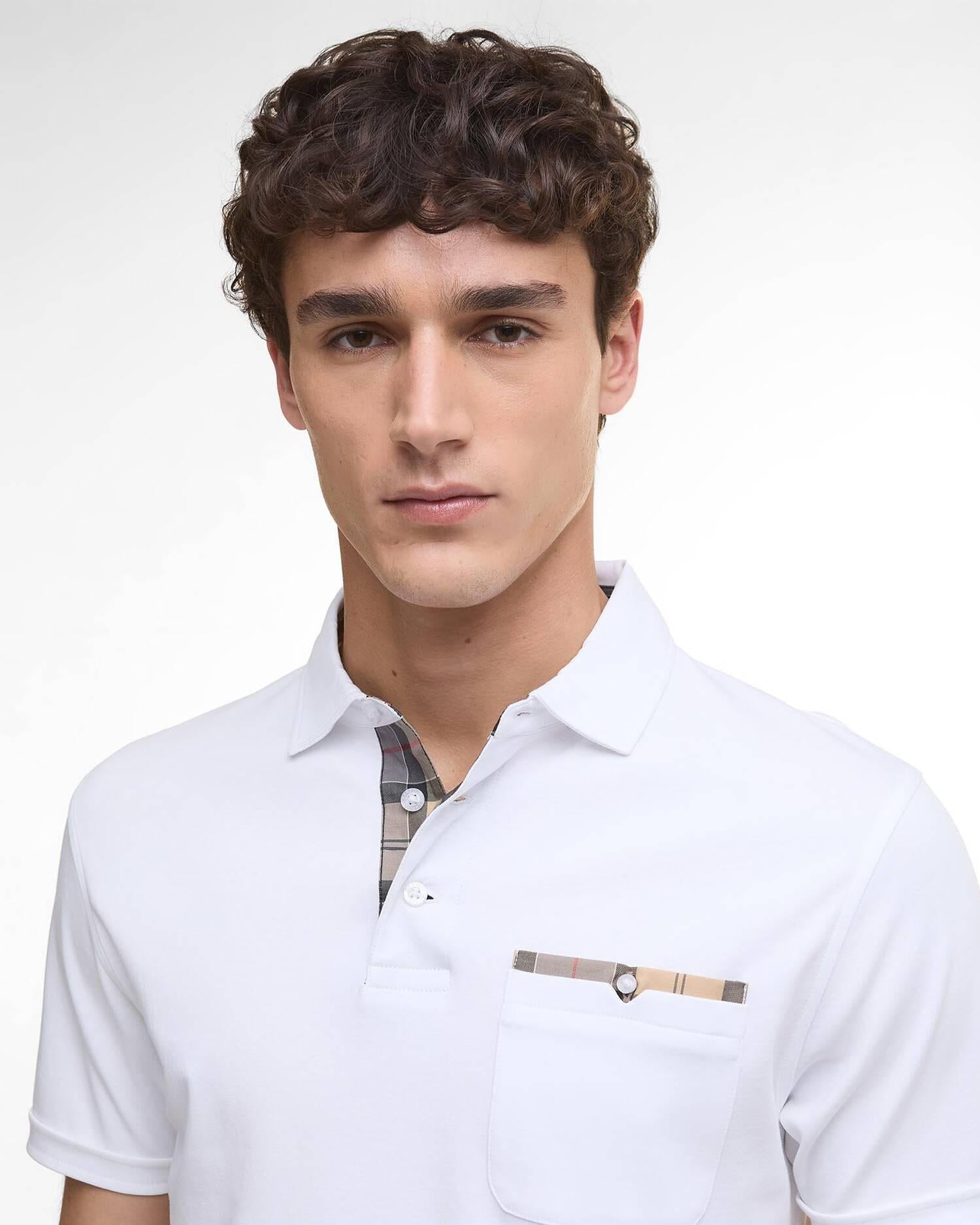 Polo Corpatch a maniche corte leggermente aderente<BR/> MML1496MML WH11 BARBOUR 