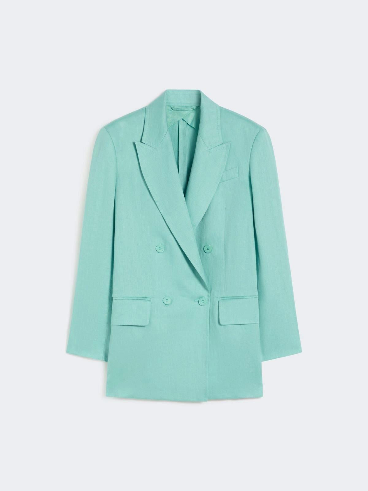 Olimpia Jacket in lino Cheveron - Acqua<BR/> MXMOLIMPIA1 001 MAX MARA 