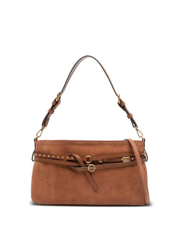 Borsa a spalla media Belt Bag in suede<BR/> 106176A0F6 L17Q PINKO 