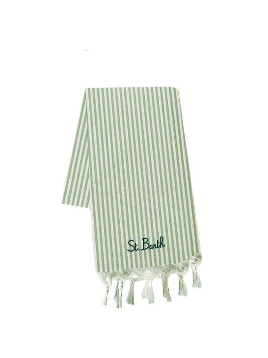 Mc2 Saint Barth Telo Mare Fouta In Cotone A Righe Verdi FOUL002 07682L MC2 SAINT BARTH 