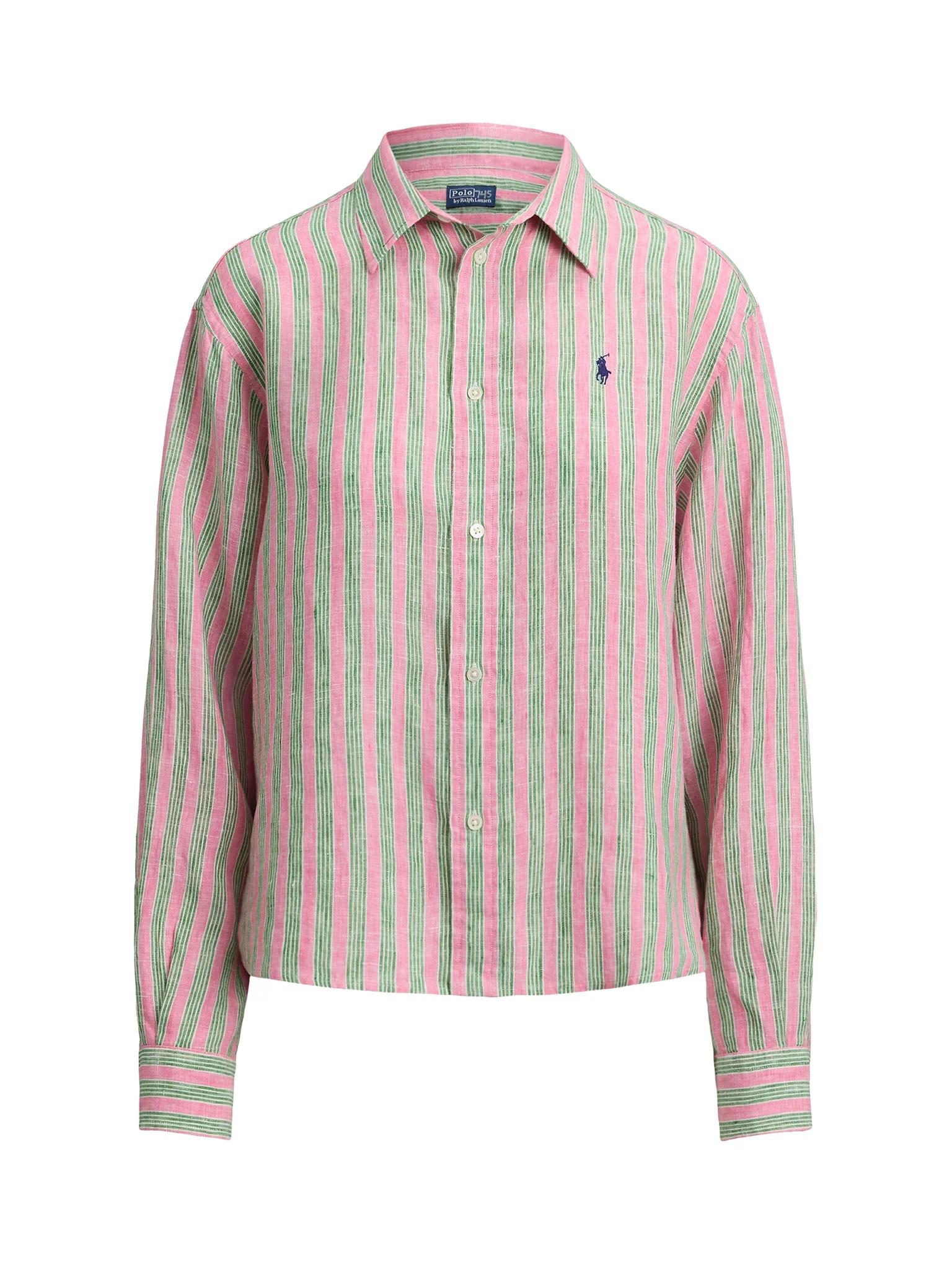 Camicia donna di lino a righe 211935130 501 RALPH LAUREN 