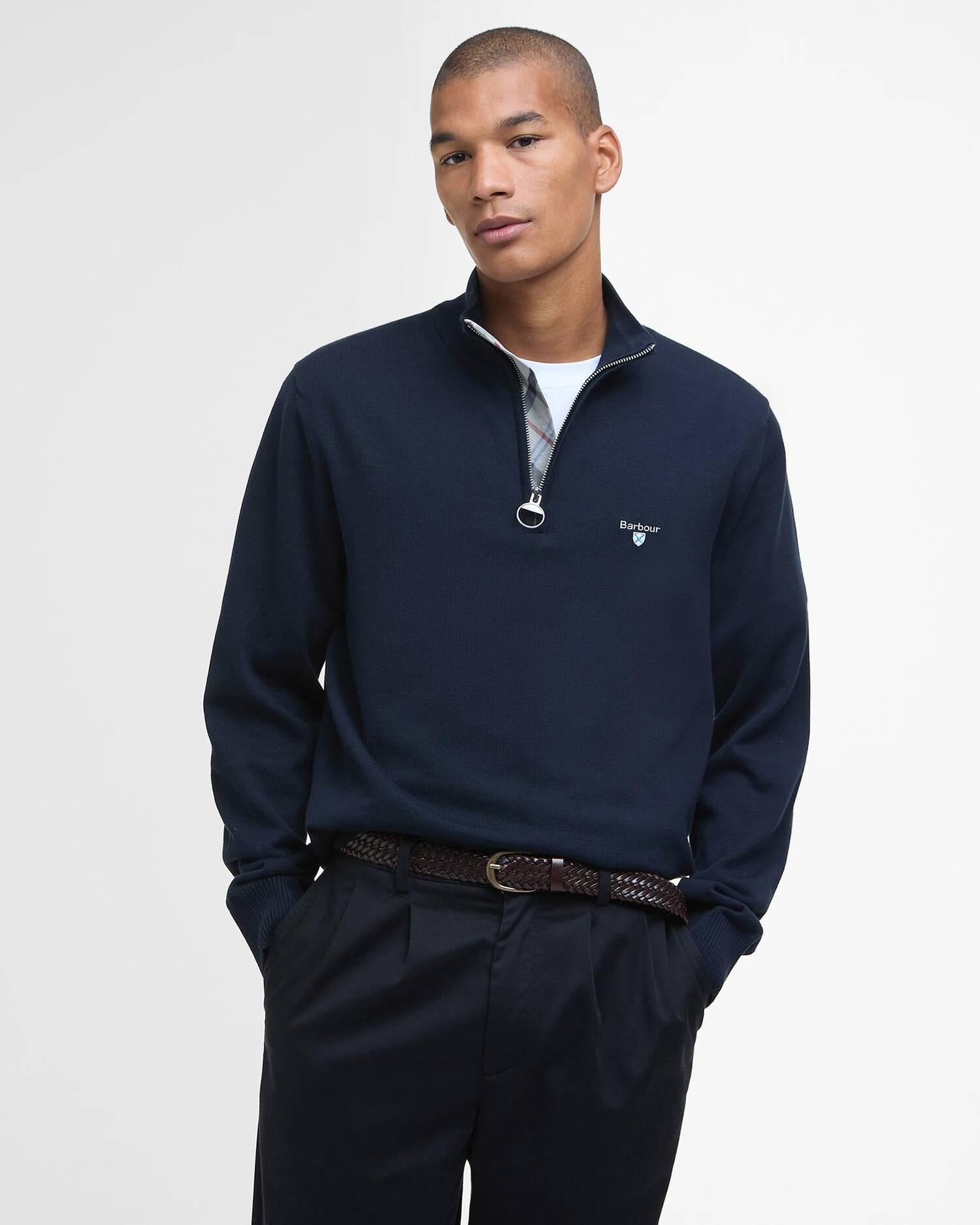 Maglione con zip corta in cotone compatto Lingwood<BR/> MKN1642MKN NY91 BARBOUR 