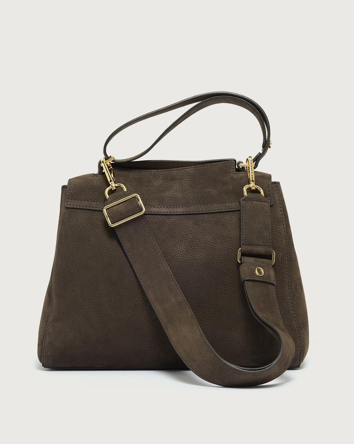 Borsa Sveva Nabucco Media a spalla in pelle nabuk con tracolla<BR/> BT2006NBU MORO ORCIANI 