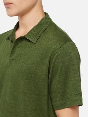 Polo in lino verde militare Fraser senza bottoni<BR/> FRS0001 00144L MC2 SAINT BARTH 
