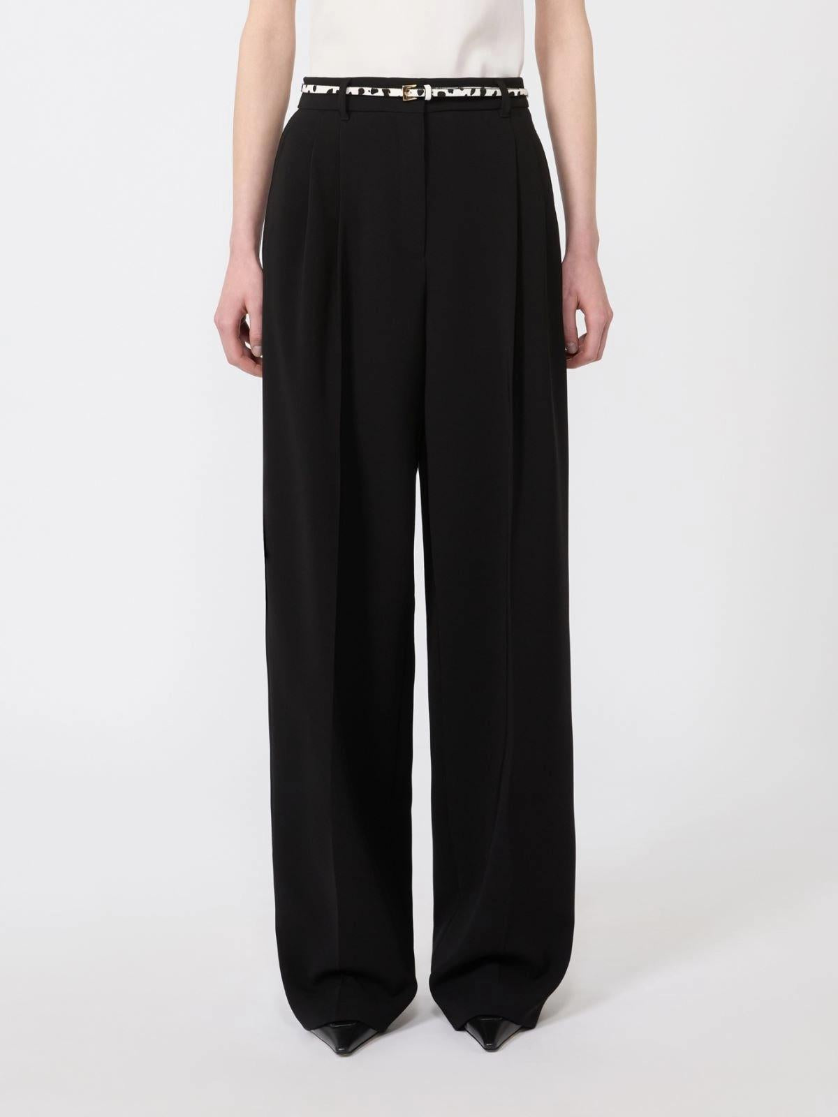 MSTCORVINO<BR/>Pantalone fluido in cady - Nero<BR/> MSTCORVINO 001 MAX MARA CAPSULE 